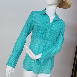 🌈 Van Heusen_ Half Button Down Lightweight Long Sleeve Blouse Top Size XXS